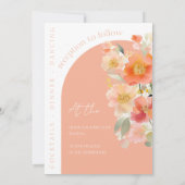 Moderne Arch Orange Peach Floral Wedding Einladung (Rückseite)