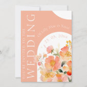 Moderne Arch Orange Peach Floral Wedding Einladung (Vorderseite)