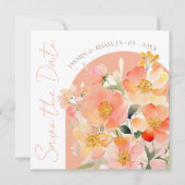 Moderne Arch Orange Peach Floral Wedding Save The Date (Vorderseite)