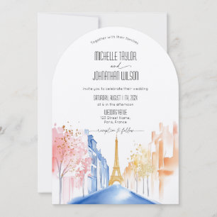 Moderne Arch Paris Eiffelturm Ziel Hochzeit Einladung