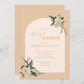 Moderne Arch Peach Blumendusche Einladung (Vorne/Hinten)