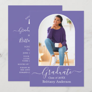 Moderne Arch Periwinkle Graduierungspartei Einladung