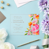 Moderne Arch Pink Orange Blumenhochzeit Acryleinladungen (In Situ (Hochzeit))