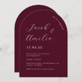 Moderne Arch Plum Engagement Party Einladung (Vorne/Hinten)