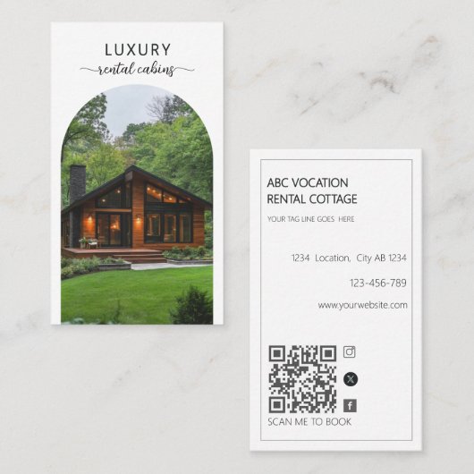 Moderne Arch QR-Code Ferienvermietung Gästehaus Visitenkarte (Vorne/Hinten)