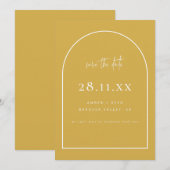 Moderne Arch Retro Minimalistisch Citrus Gelb Save The Date (Vorne/Hinten)