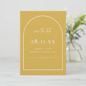 Moderne Arch Retro Minimalistisch Citrus Gelb Save The Date (Stehend Vorderseite)