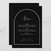 Moderne Arch Retro Minimalistisches Script Black W Menükarte (Vorne/Hinten)