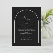 Moderne Arch Retro Minimalistisches Script Black W Menükarte (Stehend Vorderseite)