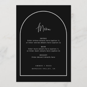 Moderne Arch Retro Minimalistisches Script Black W Menükarte