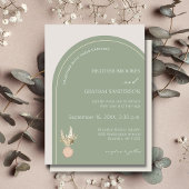 Moderne Arch Sage Green Wedding Einladung