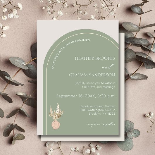 Moderne Arch Sage Green Wedding Einladung