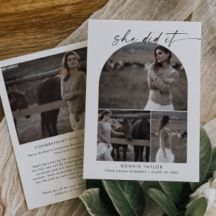 Moderne Arch sie machte es Foto Collage Abschluss Ankündigung