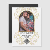 Moderne Arch Simple Script QR CODE Hochzeit Magneteinladung (Vorne/Hinten)