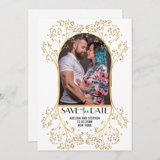 Moderne Arch Simple Script QR CODE Hochzeit Save The Date (Vorne/Hinten)