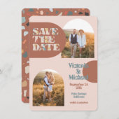 Moderne Arch Terrazzo Fotos Save the Date Einladung (Vorne/Hinten)