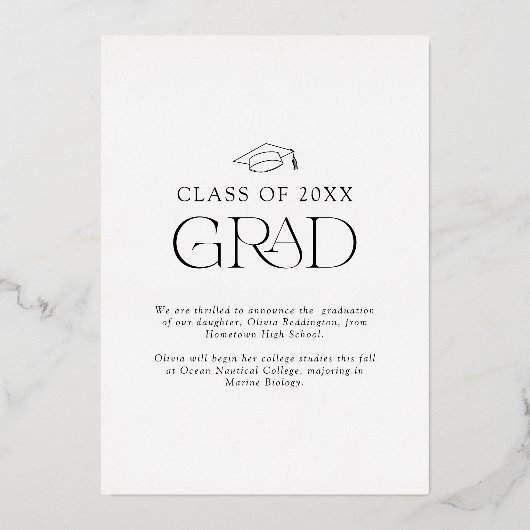 Moderne Arch Typografy Foto Grad Ankündigung (Rückseite)