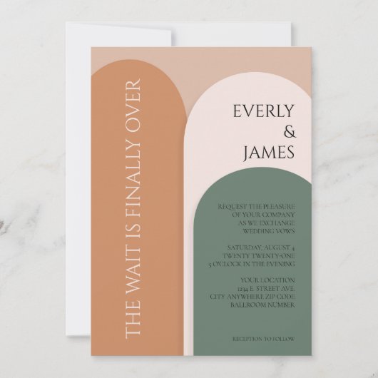 Moderne Arch Wedding Einladung in die Erde Tones (Vorderseite)