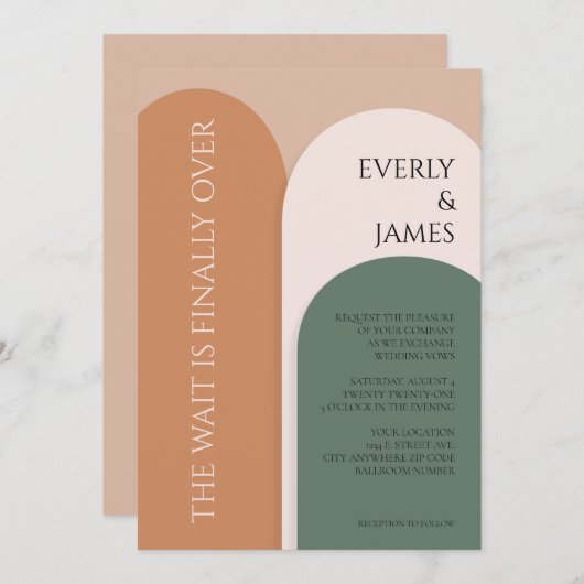 Moderne Arch Wedding Einladung in die Erde Tones (Vorne/Hinten)