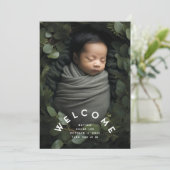 Moderne Arche Begrüßung Geburtstag Foto Ankündigun Ankündigung (Stehend Vorderseite)