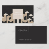 Moderne architektonische 3D-Blöcke Schwarz und Bei Visitenkarte (Vorne/Hinten)