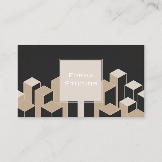 Moderne architektonische 3D-Blöcke Schwarz und Bei Visitenkarte (Vorderseite)