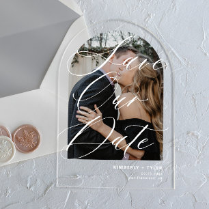 Moderne Architektur-Foto elegante Hochzeit Bewahrt Acryleinladungen