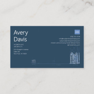 Moderne Architektur Navy & White Minimalistischer Visitenkarte
