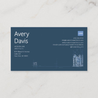 Moderne Architektur Navy & White Minimalistischer Visitenkarte