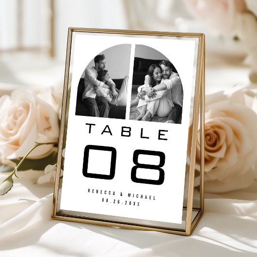 Moderne Architektur Schwarz-Weiß-Hochzeit Tischnummer