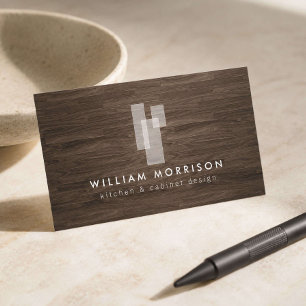 Moderne Architekturblöcke Logo II auf dunklem Holz Visitenkarte