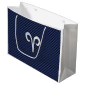 Moderne Aries Zodiac Sign Blue Carbon Fibre Dekor Große Geschenktüte (Vorderseite Schrägansicht)