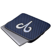 Moderne Aries Zodiac Sign Blue Carbon Fibre Dekor Laptopschutzhülle (Vorne Knopf)