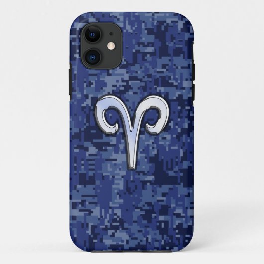 Moderne Aries Zodiac Symbol Navy Blue Digital Camo Case-Mate iPhone Hülle (Rückseite)