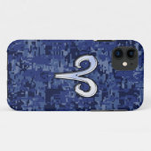 Moderne Aries Zodiac Symbol Navy Blue Digital Camo Case-Mate iPhone Hülle (Rückseite (Horizontal))