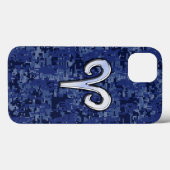 Moderne Aries Zodiac Symbol Navy Blue Digital Camo Case-Mate iPhone Hülle (Rückseite (Horizontal))
