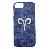 Moderne Aries Zodiac Symbol Navy Blue Digital Camo Case-Mate iPhone Hülle (Rückseite)