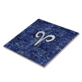 Moderne Aries Zodiac Symbol Navy Blue Digital Camo Fliese (Seite)
