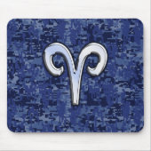 Moderne Aries Zodiac Symbol Navy Blue Digital Camo Mousepad (Vorne)