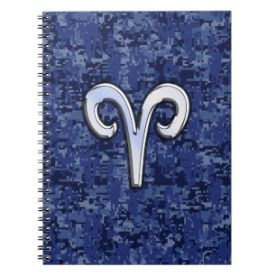 Moderne Aries Zodiac Symbol Navy Blue Digital Camo Notizblock