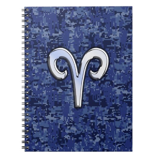 Moderne Aries Zodiac Symbol Navy Blue Digital Camo Notizblock (Vorderseite)