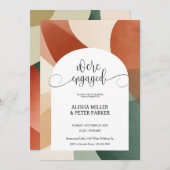Moderne Arkade Terracotta & Sage Engagement Party Save The Date (Vorne/Hinten)