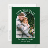 Moderne Arkrahmen Foto Save the Date grün Postkarte (Vorne/Hinten)