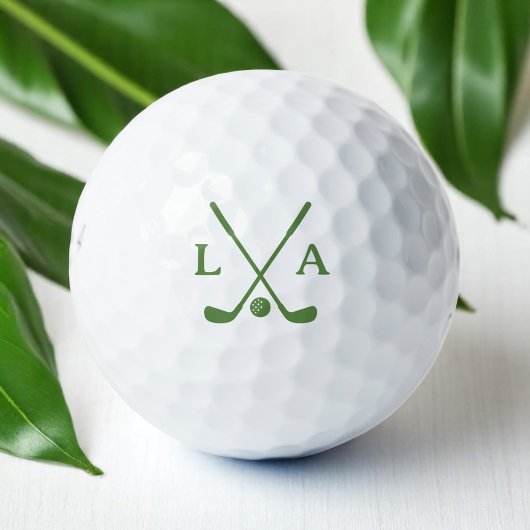 Moderne armeengrüne Golfer-Initialen für Clubs und Golfball