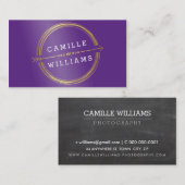 MODERNE ARROW-Goldfolie rustikal gezeichnet lila Visitenkarte (Vorne/Hinten)