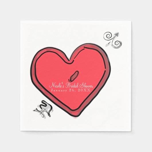 Moderne Arrow & Heart Valentines Custom Chic Party Serviette (Vorderseite)