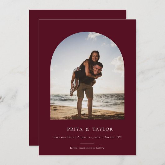 Moderne Arschrahmen Save the Date Fotokarte (Vorne/Hinten)