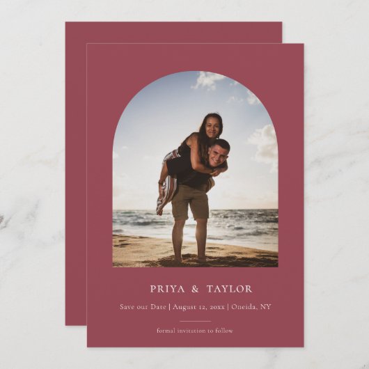 Moderne Arschrahmen Save the Date Fotokarte (Vorne/Hinten)