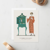 Moderne Art Deco 1920er Jahre Great Gatsby Mode Mitteilungskarte (Vorderseite/Rückseite Beispiel)