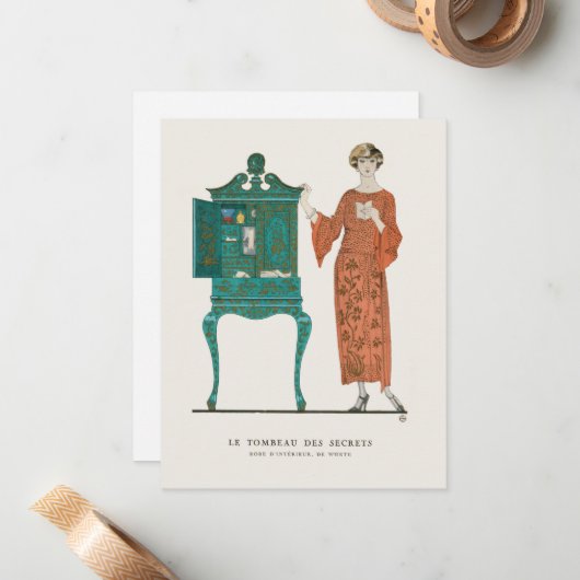 Moderne Art Deco 1920er Jahre Great Gatsby Mode Mitteilungskarte (Vorderseite/Rückseite Beispiel)